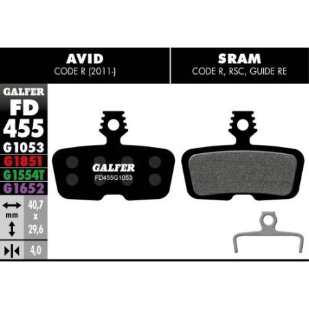 Plaquettes Galfer Avid code R 11 1053 Red