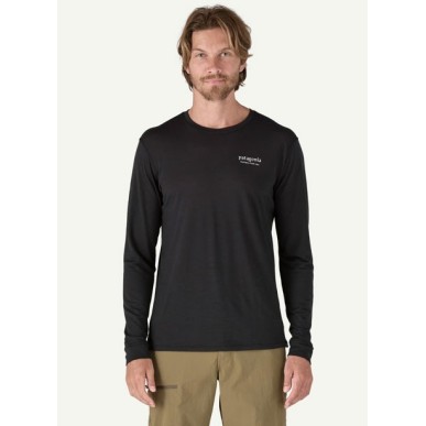 Patagonia L/S Cap Cool Merino blend graphic shirt seabird grey