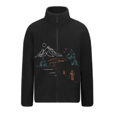 Picture Hafdals Emb Zip Fleece black