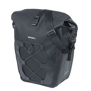 SACOCHE BASIL NAVIGATOR L CROCHETS MIK 25-31L TOILE/POLYESTER IMPERMÉABLE NOIR (26.5x14.5x42 cm)