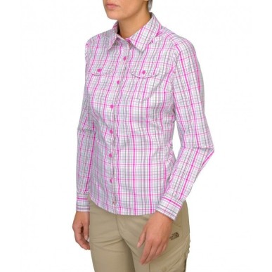 The North Face W Paramount LS Shirt pnk plaid tee shirts / chemises outdoor femme