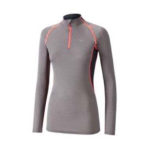 Mizuno Wool H/Zip Femme Grey / Coral