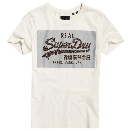 T-shirt Superdry Vintage Logo Reflective Box femme ecru