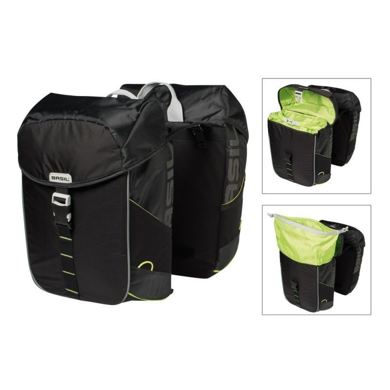 SACOCHES BASIL MILES BLACK LIME IMPERMÉABLES