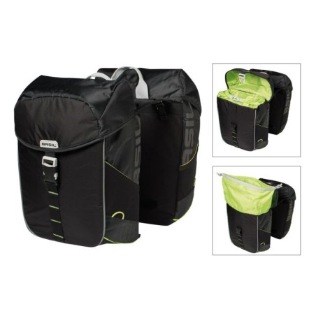 SACOCHES BASIL MILES BLACK LIME IMPERMÉABLES