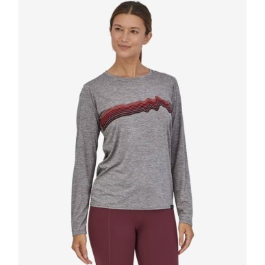 Patagonia L/S Cap Cool Daily Graphic Tee Femme rise stripe fether grey