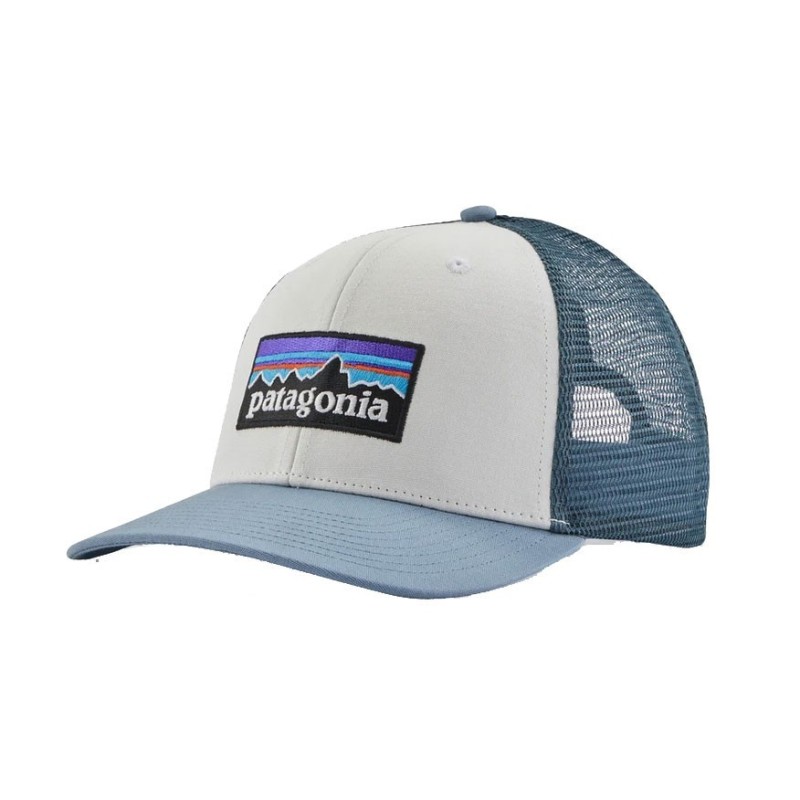 Patagonia P-6 Logo Trucker Hat white / light plume grey