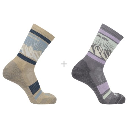 Salomon Socks Out Alps Crew Pack de 2 quarry / feather gray