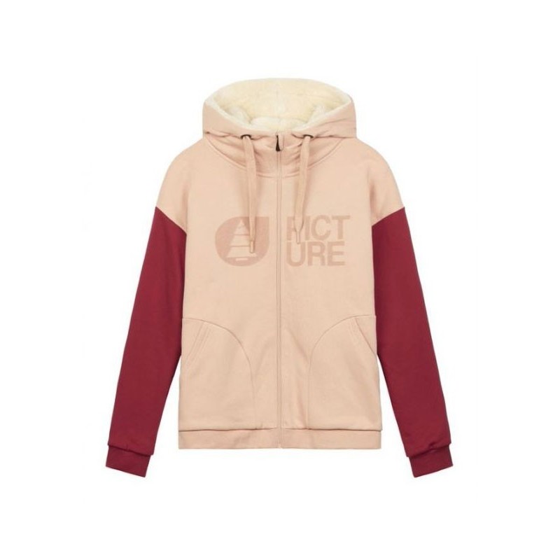 Sweat Picture Basement Plush Zip Hoodie femme rose creme