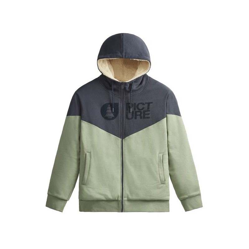 Picture Basement Plush Zip Hoodie dark blue green spray