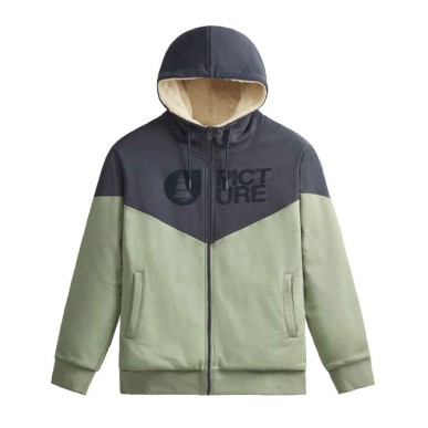 Picture Basement Plush Zip Hoodie dark blue green spray
