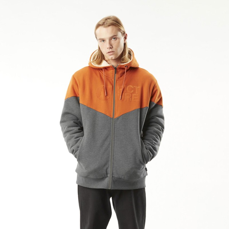 Picture Basement Plush Zip Hoodie red clay dark grey