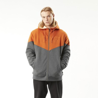Picture Basement Plush Zip Hoodie red clay dark grey