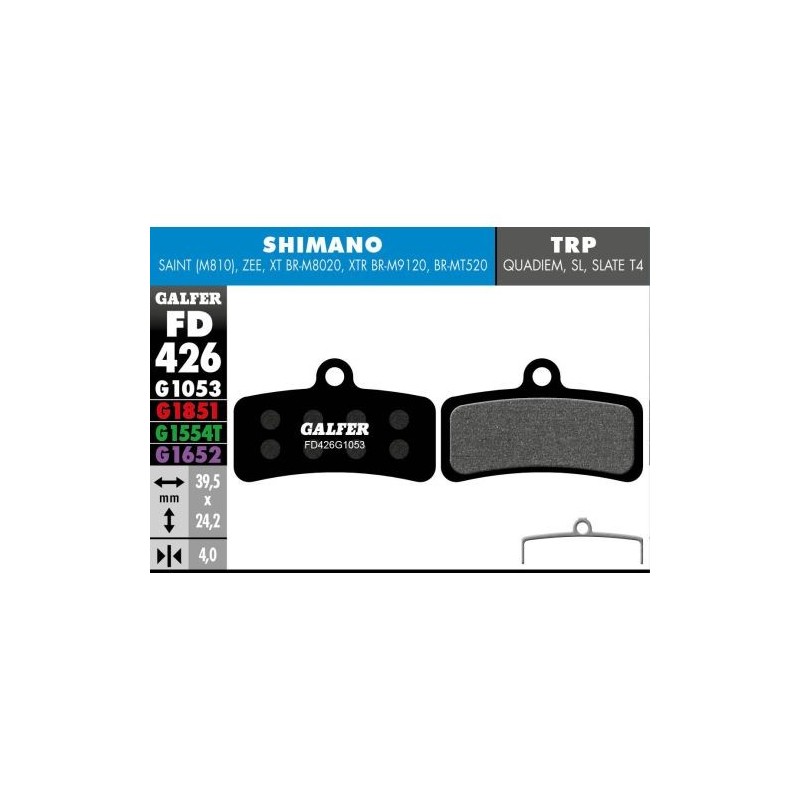 Plaquettes Galfer Shimano 4P 1053 Noir