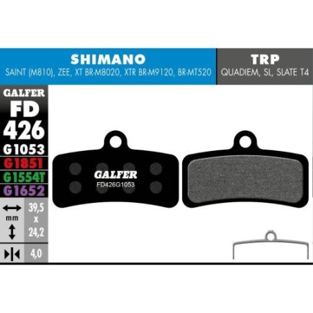 Plaquettes Galfer Shimano 4P 1053 Noir
