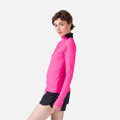 Rossignol Melange LS 1/2 Zip Femme cerise pink