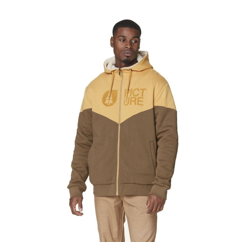Picture basement plush zip hoodie oak buff bison