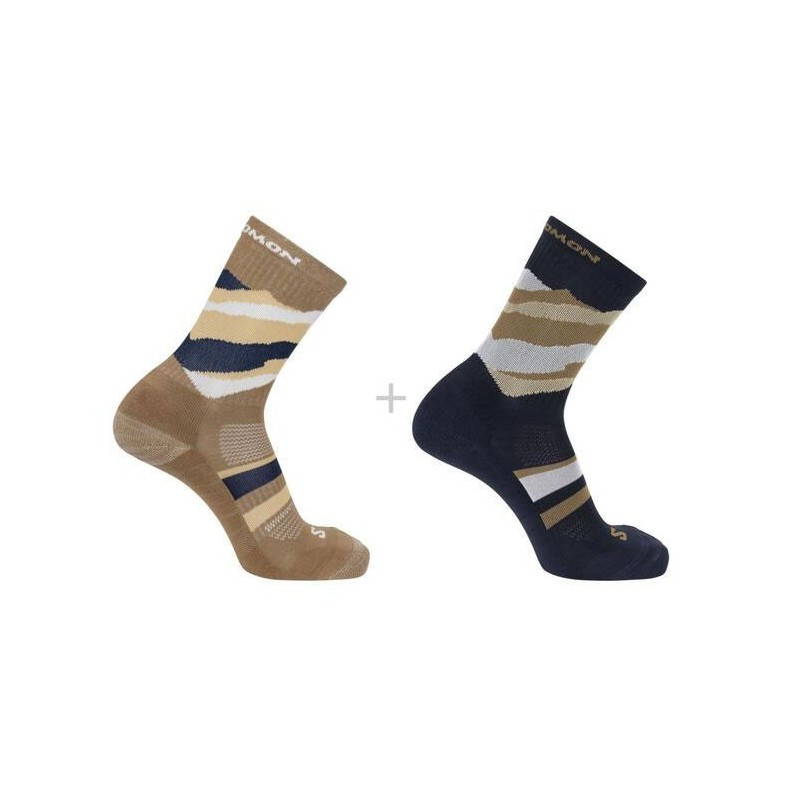 Salomon Socks Out Alps Crew Pack de 2 carbon / bronze brown Salomon Socks Out Alps Crew Pack de 2 carbon / bronze brown
